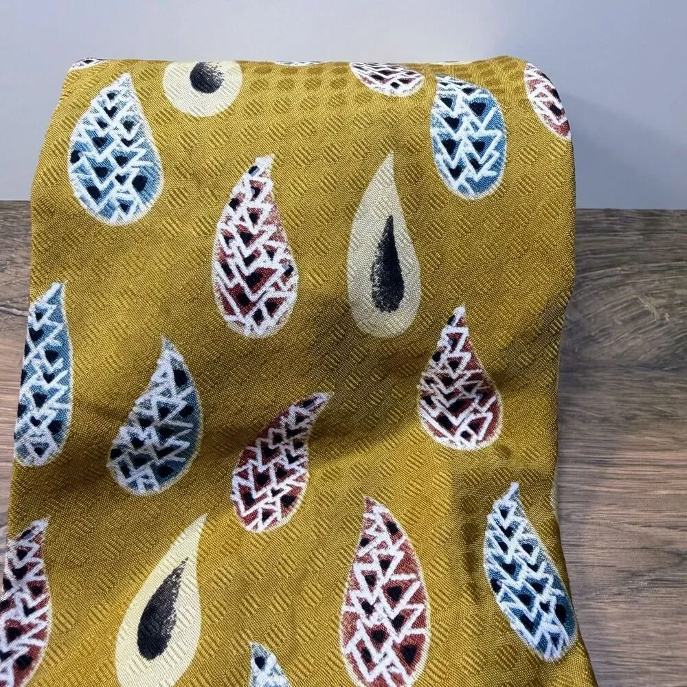 Vintage JA II Joseph Abboud Silk Tie Gold Mustard Teardrop Paisley Made in Italy